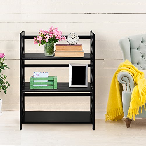 Casual Home Montego 3-Shelf Folding Bookcase, Black