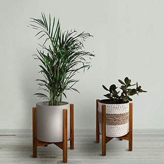 Casual Home Mid-Century Plant Stand, Antique Mahogany, Fits Up to 10" Pots