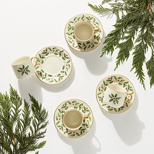Lenox Holiday Espresso Cup & Saucer, S/4, 2.45, White