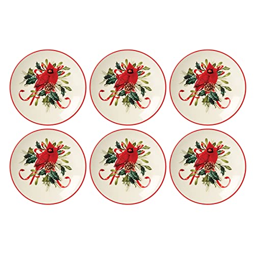 Lenox Winter Greetings Cardinal Party Plates, S/6, 3.45, Red & Green
