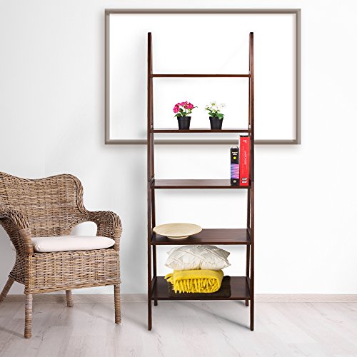 Casual Home 5-Shelf Ladder Bookcase, Warm Brown