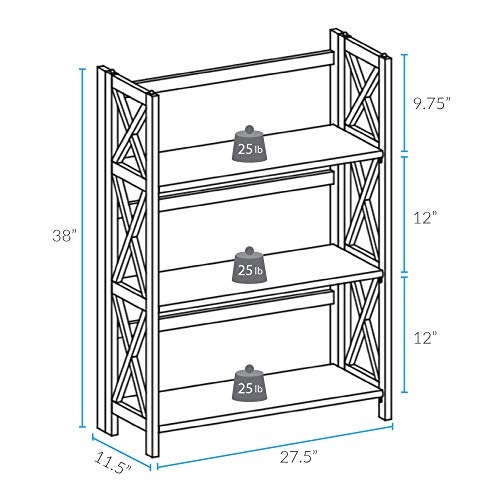 Casual Home Montego 3-Shelf Folding Bookcase, Black