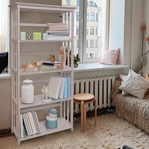 Casual Home Mission Style 5-Shelf White Bookcase,310-61