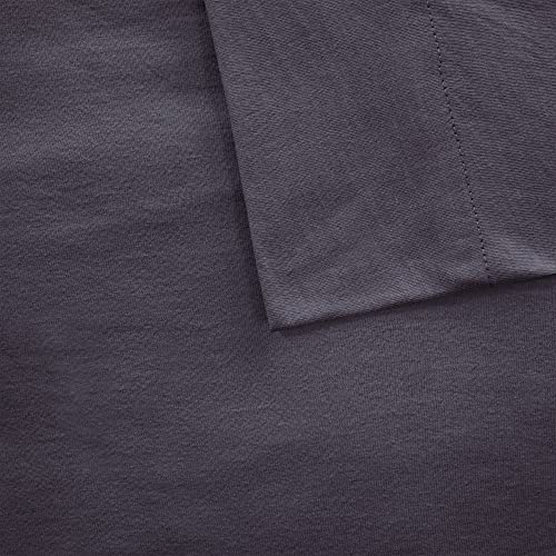Intelligent Design Cotton Blend Jersey Knit Bed Sheet Set Wrinkle Resistant, Soft Sheets with 14" Deep Pocket, All Season, Cozy Bedding-Set, Matching Pillow Case, Queen, Dark Grey 4 Piece