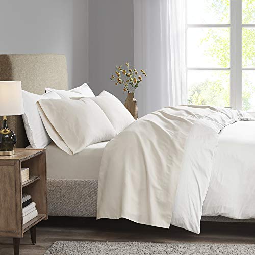 Madison Park 3M Microcell Bed Sheet Set Color Fast, Wrinkle and Stain Resistant, Soft Sheets with 16" Deep Pocket All Season, Cozy Bedding-Set, Matching Pillow Case, Full, Ivory, 4 Piece (MP20-1181)