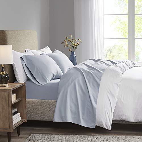 Madison Park 3M Microcell Color Fast, Wrinkle and Stain Resistant, Soft Sheets with 16" Deep Pocket All Season, Cozy Bedding-Set, Matching Pillow Case, Full, Blue (MP20-1186)
