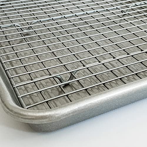 USA Pan Bakeware Half Sheet Baking Pan and Bakeable Nonstick and Cooling Rack Set, Metal & Bakeware Half Sheet Pan, Set of 2, Aluminized Steel