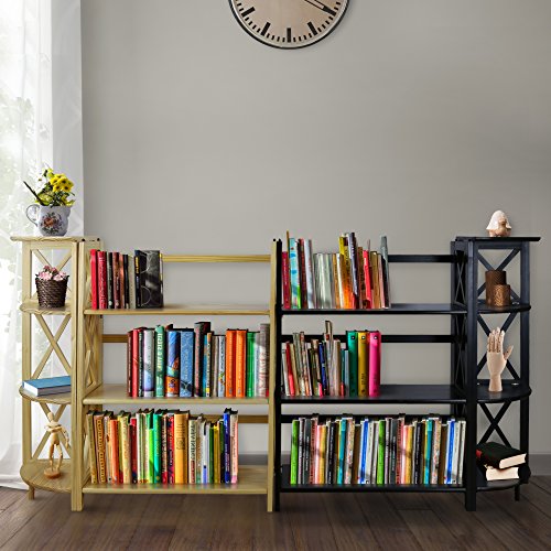 Casual Home Montego 3-Shelf Corner Folding Bookcase with Mantel Top, Natural