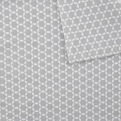 Madison Park 3M Microcell Color Fast, Wrinkle and Stain Resistant, Soft Sheets with 16" Deep Pocket All Season, Cozy Bedding-Set, Matching Pillow Case, Twin, Grey Print