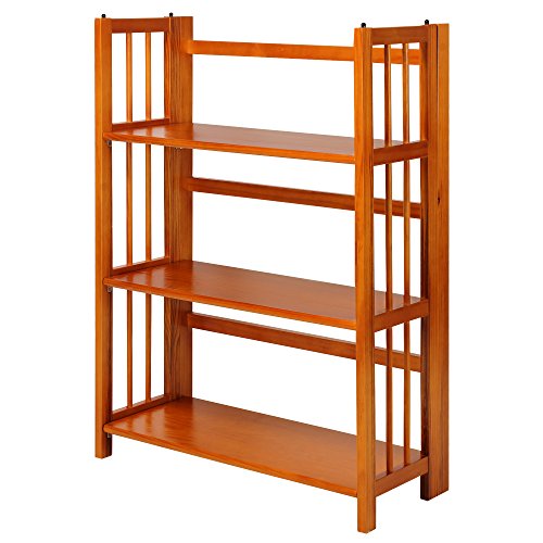 Casual Home 3-Shelf Folding Stackable Bookcase (27.5" Wide)-Honey Oak