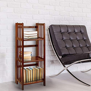 Casual Home 3-Shelf Folding Bookcase, 14" Wide, Walnut