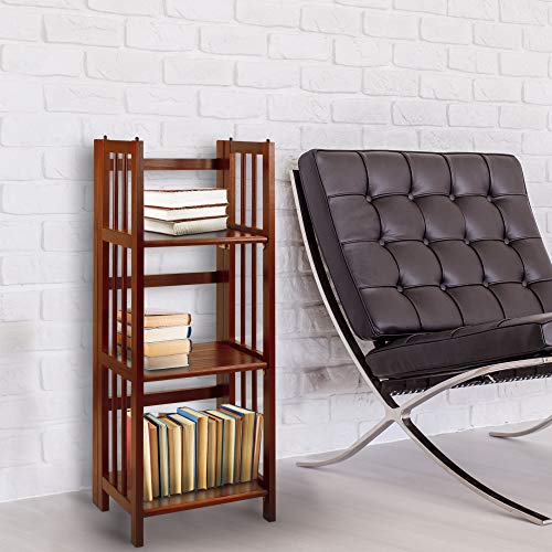 Casual Home 3-Shelf Folding Bookcase (14" Wide)-Walnut