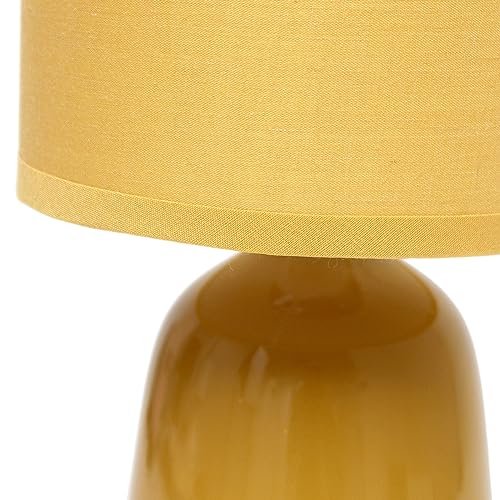 Simple Designs LT1134-MST 10.04" Tall Traditional Ceramic Thimble Base Bedside Table Desk Lamp w Matching Fabric Shade for Decor, Nightstand, Bedroom, Living Room, Entryway, Office, Mustard Yellow