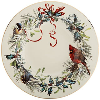 Lenox Winter Greetings Rim Soup Bowl, Red & Green, 1 Count (Pack of 1)