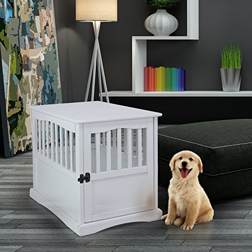 Casual Home Wooden Medium Pet Crate, End Table, White