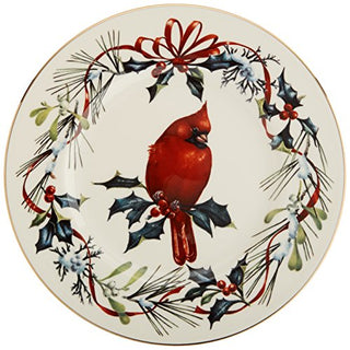 Lenox Winter Greetings Cardinal 9" Accent Plate, Red & Green