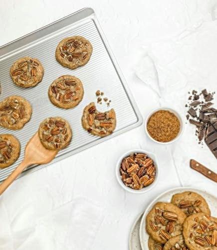 USA Pan Bakeware Cookie Sheet, Large, Warp Resistant Nonstick Baking Pan, Made in the USA from Aluminized Steel,Silver