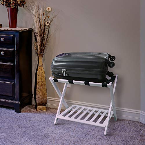 Casual Home Shelf-White Luggage Rack, 26.75" Wide