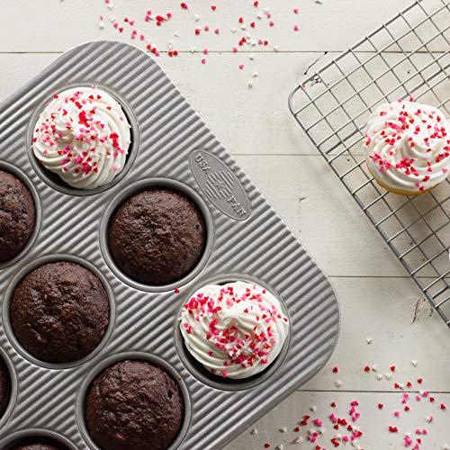 USA Pan Bakeware Toaster Oven Cupcake and Muffin Pan, Nonstick Quick Release Coating, 11 x 9 x 1 1/2", Aluminized Steel