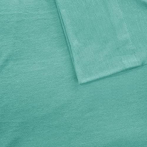 Intelligent Design Cotton Blend Jersey Knit Bed Sheet Set Wrinkle Resistant, Soft Sheets with 14" Deep Pocket, All Season, Cozy Bedding-Set, Matching Pillow Case, Full, Aqua 4 Piece