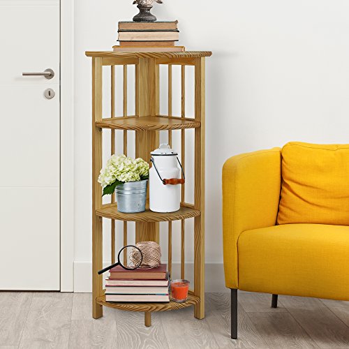 Casual Home 4-Shelf Corner Folding Bookcase, Natural