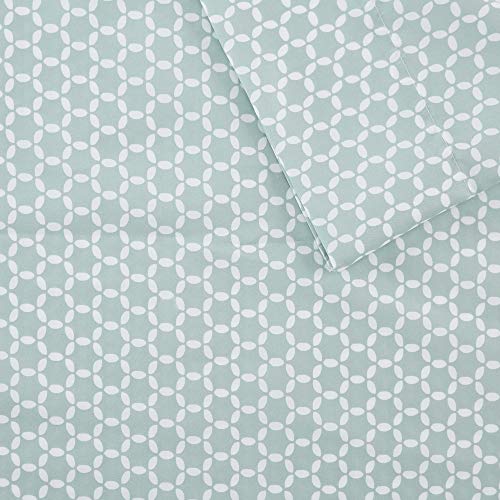 Madison Park 3M Microcell Color Fast, Wrinkle and Stain Resistant, Soft Sheets with 16" Deep Pocket All Season, Cozy Bedding-Set, Matching Pillow Case, King, Aqua Print