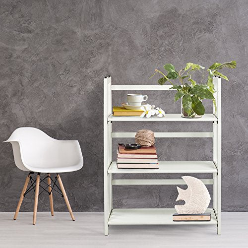 Casual Home 3-Shelf Folding Stackable Bookcase (27.5" Wide)-White