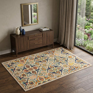 Home Outfitters 4' X 6' Ivory Floral Power Loom Area Rug