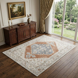 Home Outfitters 4' X 6' Gray Oriental Power Loom Distressed Washable Area Rug