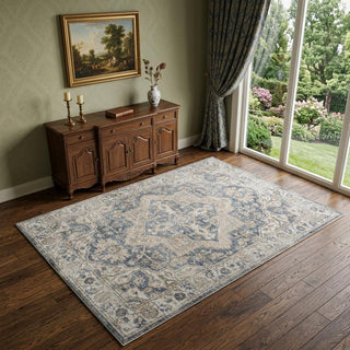 Home Outfitters 4' X 6' Gray Oriental Power Loom Washable Area Rug