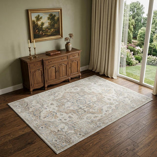 Home Outfitters 4' X 6' Silver Oriental Power Loom Washable Area Rug