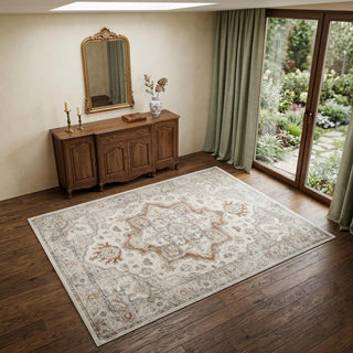 Home Outfitters 4' X 6' Gray Oriental Power Loom Washable Area Rug