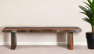 68" Dark Brown Solid Wood Dining Bench