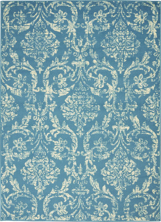 Home Outfitters 4' X 6' Blue Damask Power Loom Area Rug