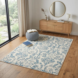 Home Outfitters 4' X 6' Cream Damask Power Loom Area Rug