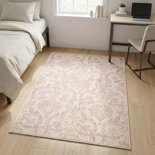 Home Outfitters 4' X 6' Cream Damask Power Loom Area Rug