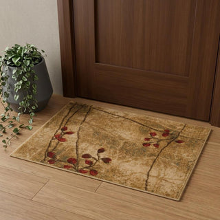 Home Outfitters 2' X 3' Brown Floral Power Loom Area Rug