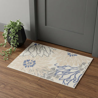 Home Outfitters 2' X 3' Cream Floral Power Loom Distressed Area Rug
