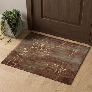 Home Outfitters 2' X 3' Brown Floral Power Loom Area Rug