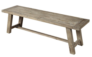 60" Natural And Brown Distressed Solid Wood Dining Bench