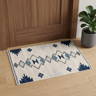 Home Outfitters 2' X 3' Blue and Beige Southwestern Non Skid Area Rug