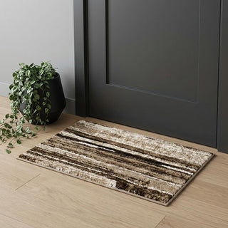 Home Outfitters 2' X 3' Brown Ivory and Tan Abstract Washable Non Skid Area Rug
