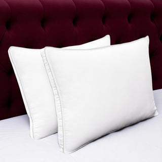 Set of Two Microfiber Down Alternative Medium Hypoallergenic Queen Size Bed Pillows