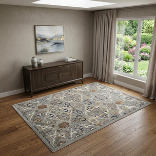 Home Outfitters 4' X 6' Green and Ivory Floral Power Loom Area Rug