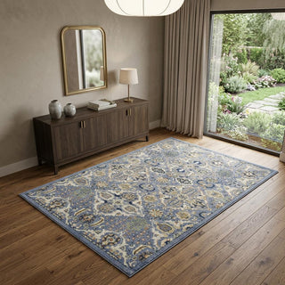 Home Outfitters 4' X 6' Green and Ivory Floral Power Loom Area Rug