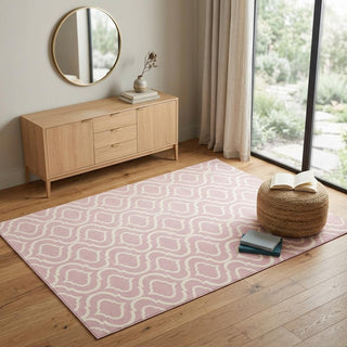 Home Outfitters 4' X 6' Pink and Ivory Moroccan Power Loom Area Rug