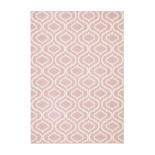 Home Outfitters 4' X 6' Pink and Ivory Moroccan Power Loom Area Rug