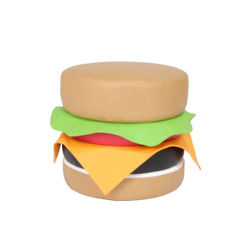 Home Outfitters 20" Brown Faux Leather Cheeseburger Novelty Ottoman
