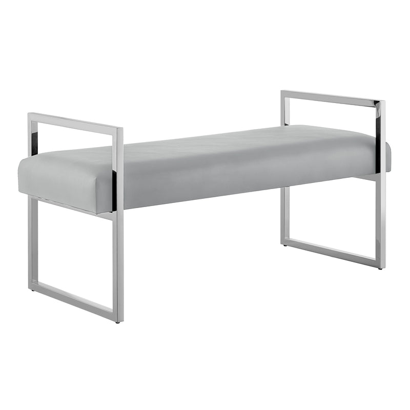 Home Outfitters 21" Gray and Silver Upholstered Faux Leather Bench