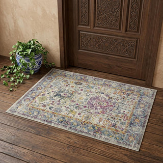 Home Outfitters 2' x 3' Gray Floral Power Loom Area Rug